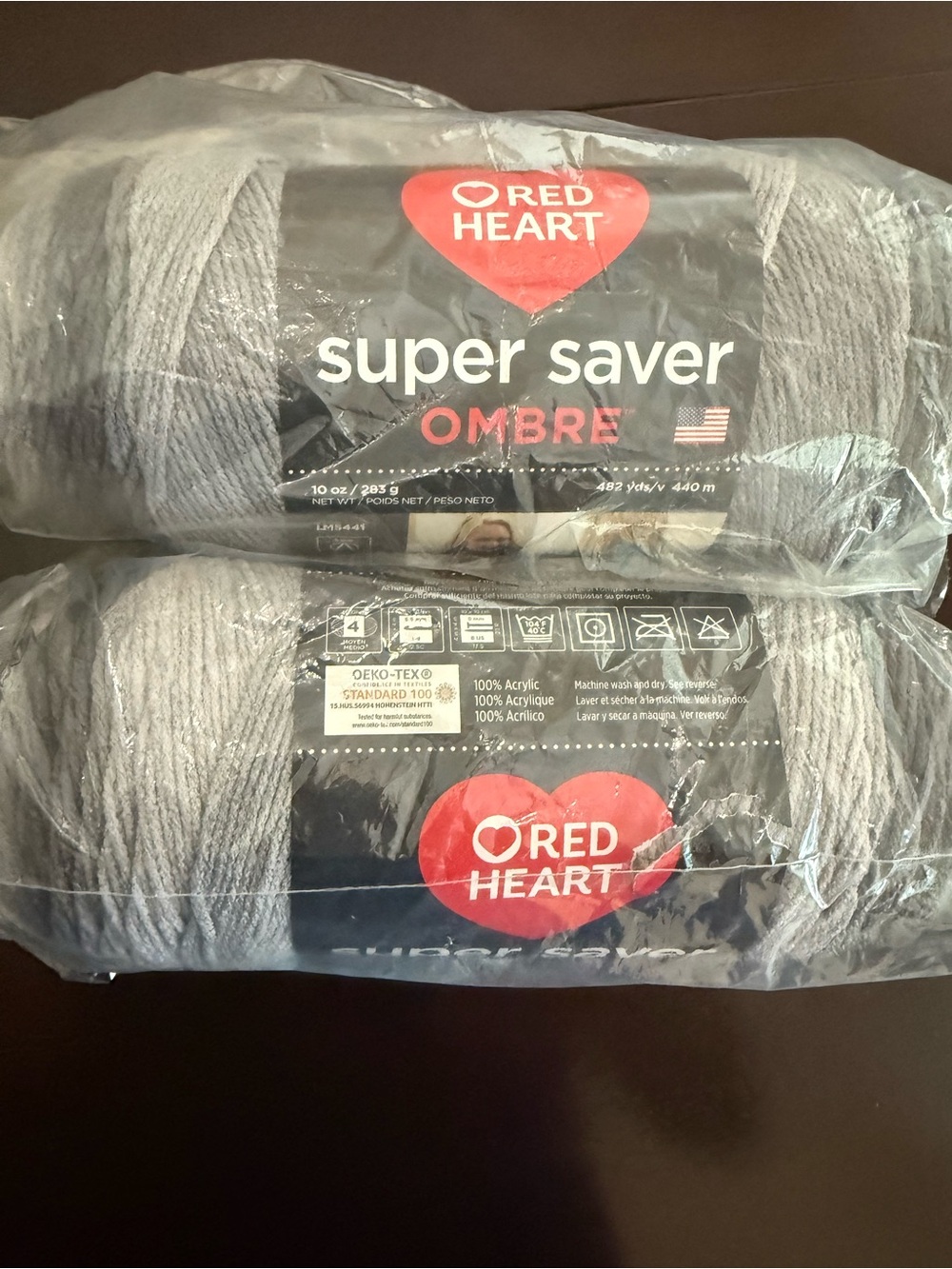 Red Heart Super Saver Brand Ombre Yarn - Gray (Anthracite) Ombre - Picture 4 of 4